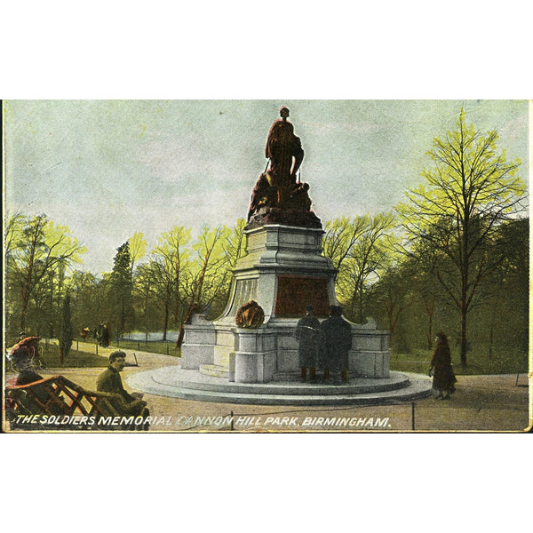 Avis Publishing Co. Postcard 'The Soldiers Memorial, Cannon Hill Park, Birmingham'