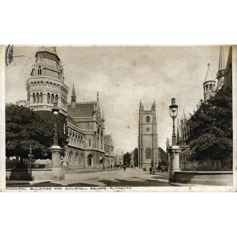 Postcard 'Municipal Building and Guildhall Square, Plymouth'