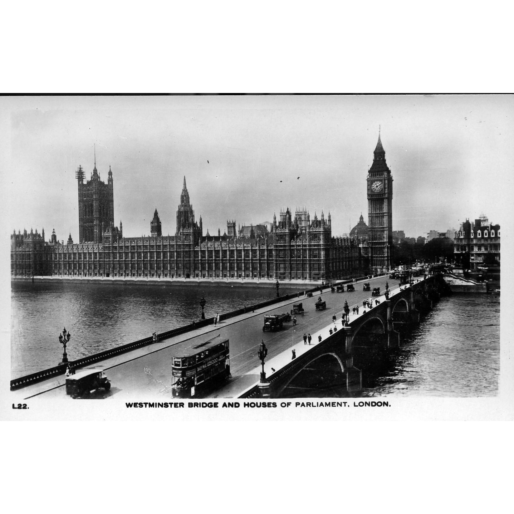 Real Bromide Photograph 'Westminster Bridge and Houses of Parliament, London'