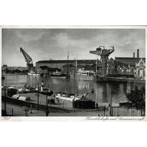 Postcard 'Kiel. Handelshafen und Germanianwerft'