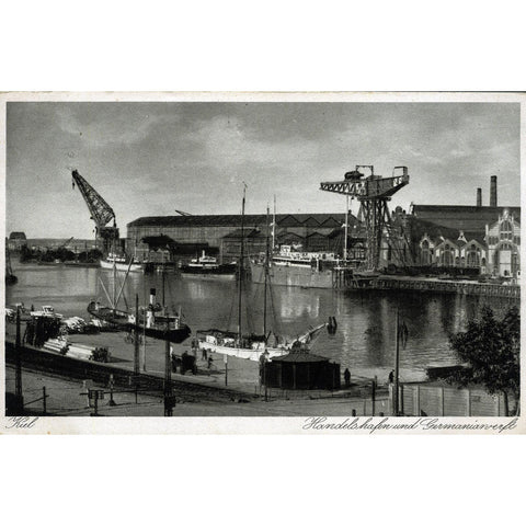 Postcard 'Kiel. Handelshafen und Germanianwerft'