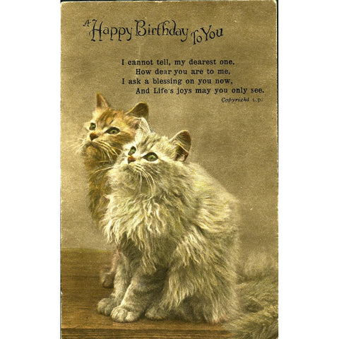 Fine Art Series 'Pretty Kitties' Postcard ''Happy Birthday to You'