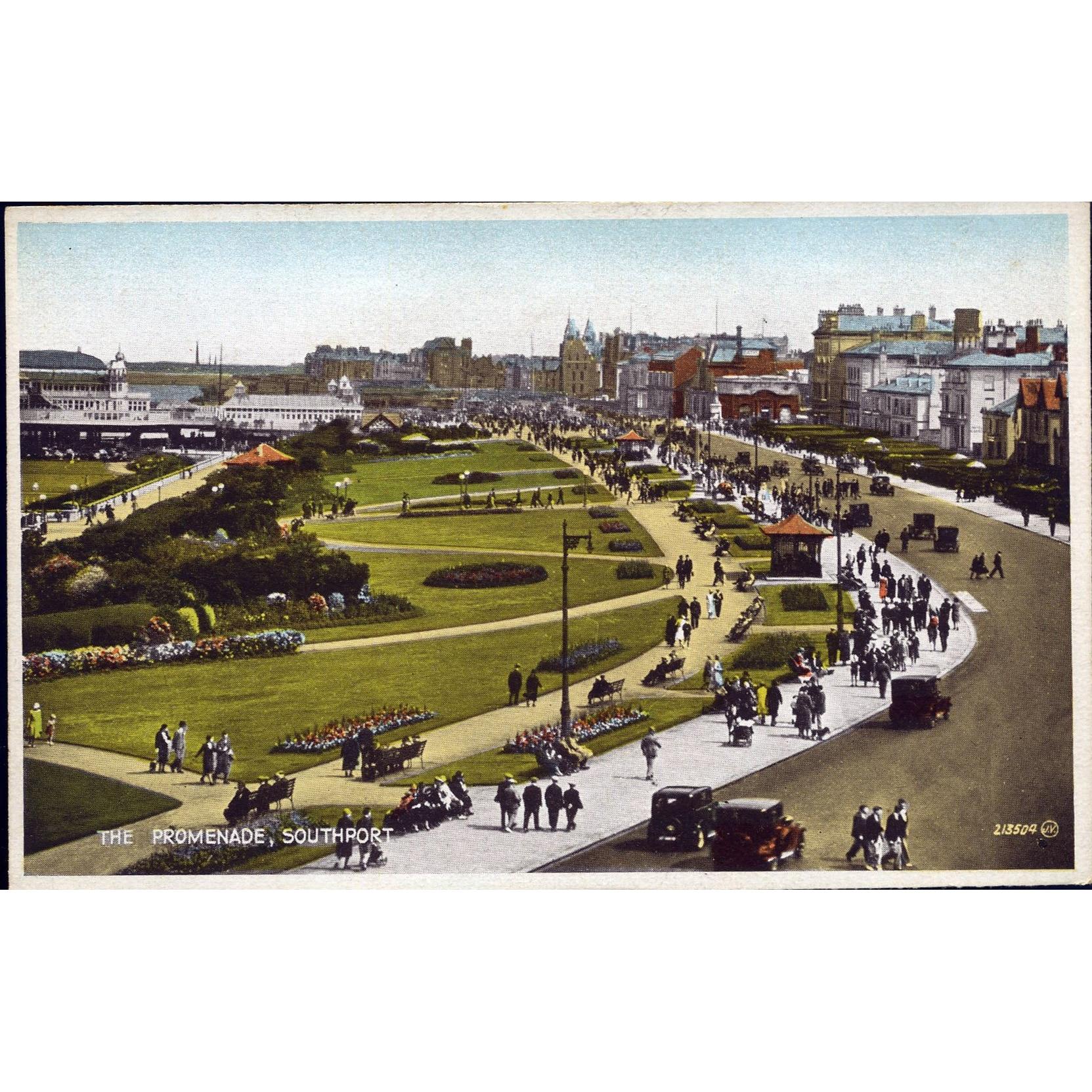 Valentine's 'Carbo Colour' Postcard 'The Promenade, Southport'