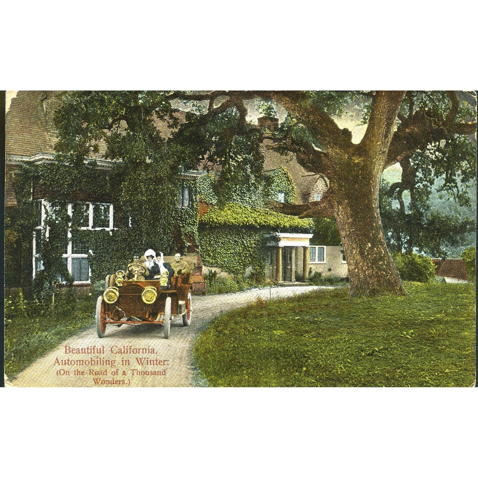 P.N.C. 'Glosso Series' Postcard 'Beautiful California, Automobiling in Winter'