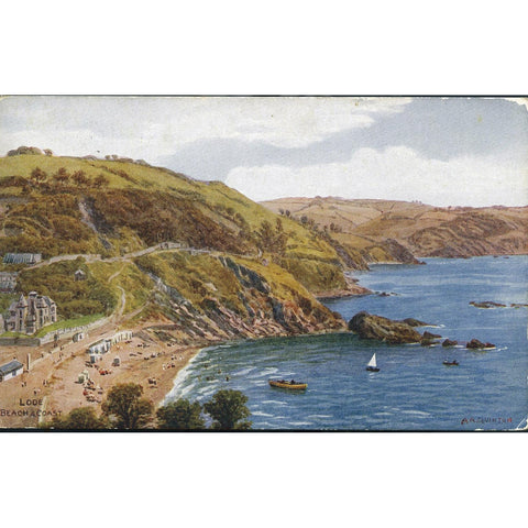 J. Salmon Artist Signed A.R. Quinton Postcard 'Looe Beach & Coast'