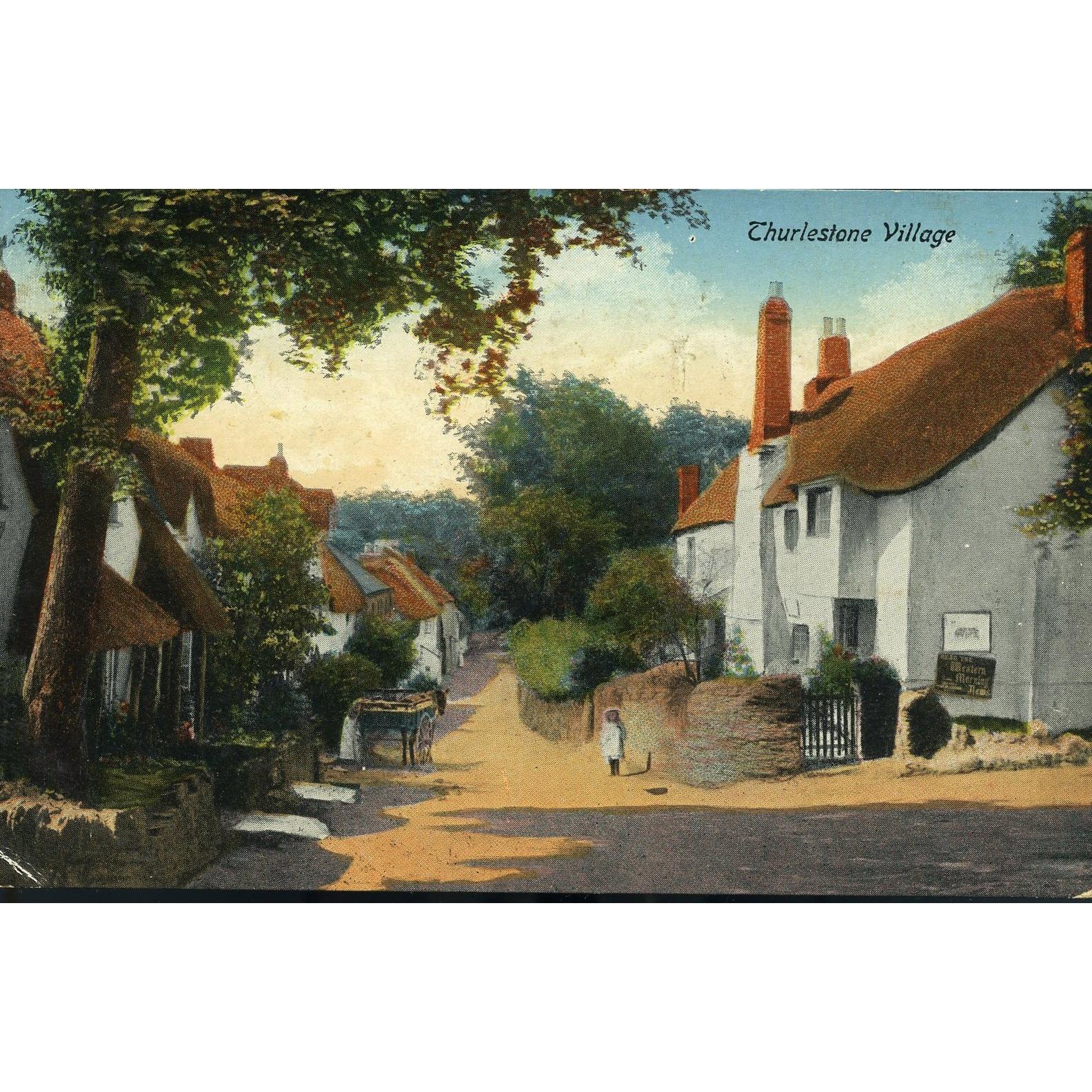 Valentine's Series Colour Postcard 'Thurlestone Village'