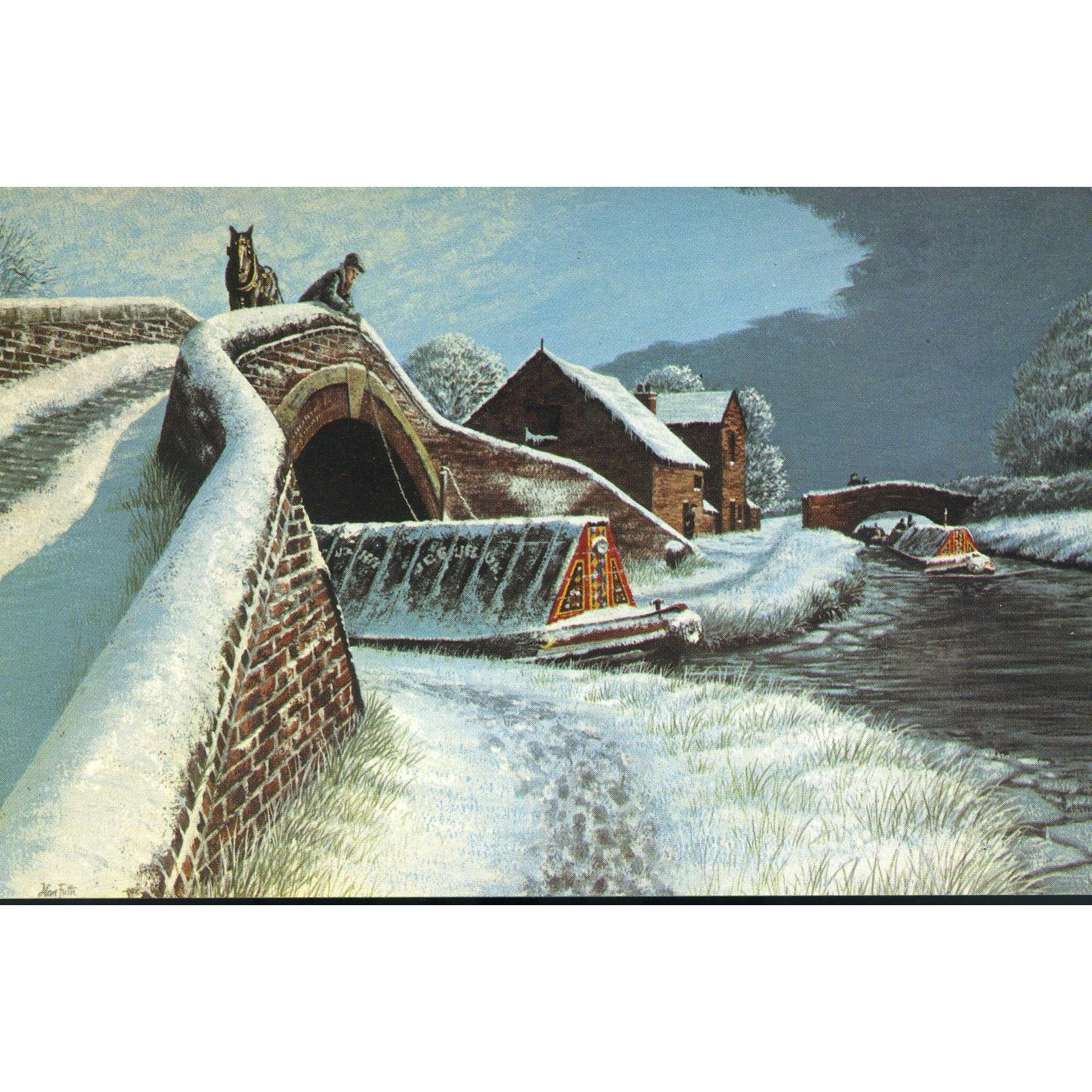 Salmon Watercolour Postcard 'Wintertime': Great Haywood Junction, Trent and Mersey Canal'