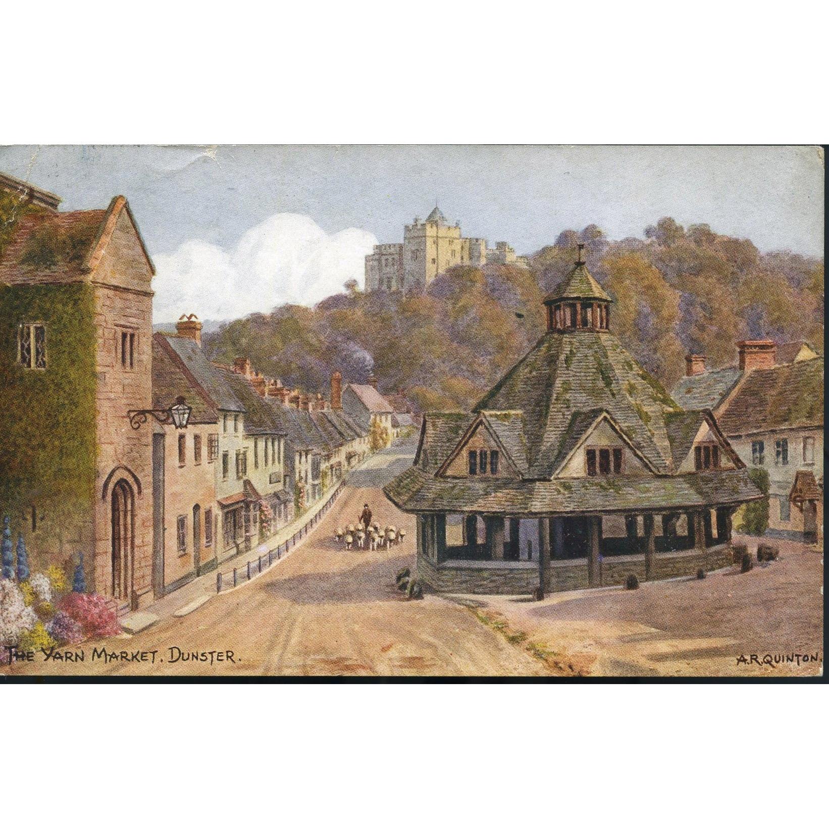 Salmon Series Artist Signed A.R. Quinton Postcard 'The Yarn Market, Dunster'