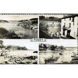 Valentine's Multiview Real Photograph Postcard 'Fowey'