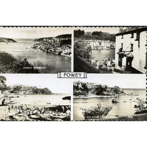 Valentine's Multiview Real Photograph Postcard 'Fowey'