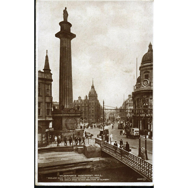 Valentine's 'Photo-Brown' Series Postcard Wilberforce Monument, Hull'