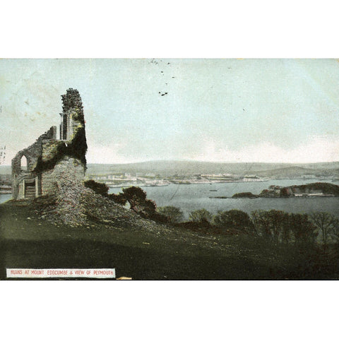 Milton 'Chromolette' Series Postcard 'Ruins at Mount Edgcumbe & View of Plymouth'