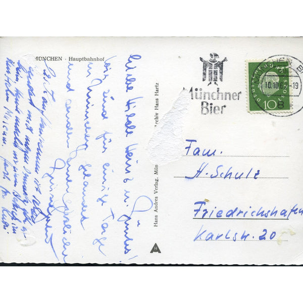 Hans Andres Verlag Postcard 'Munchen. Hauptbahnhof'