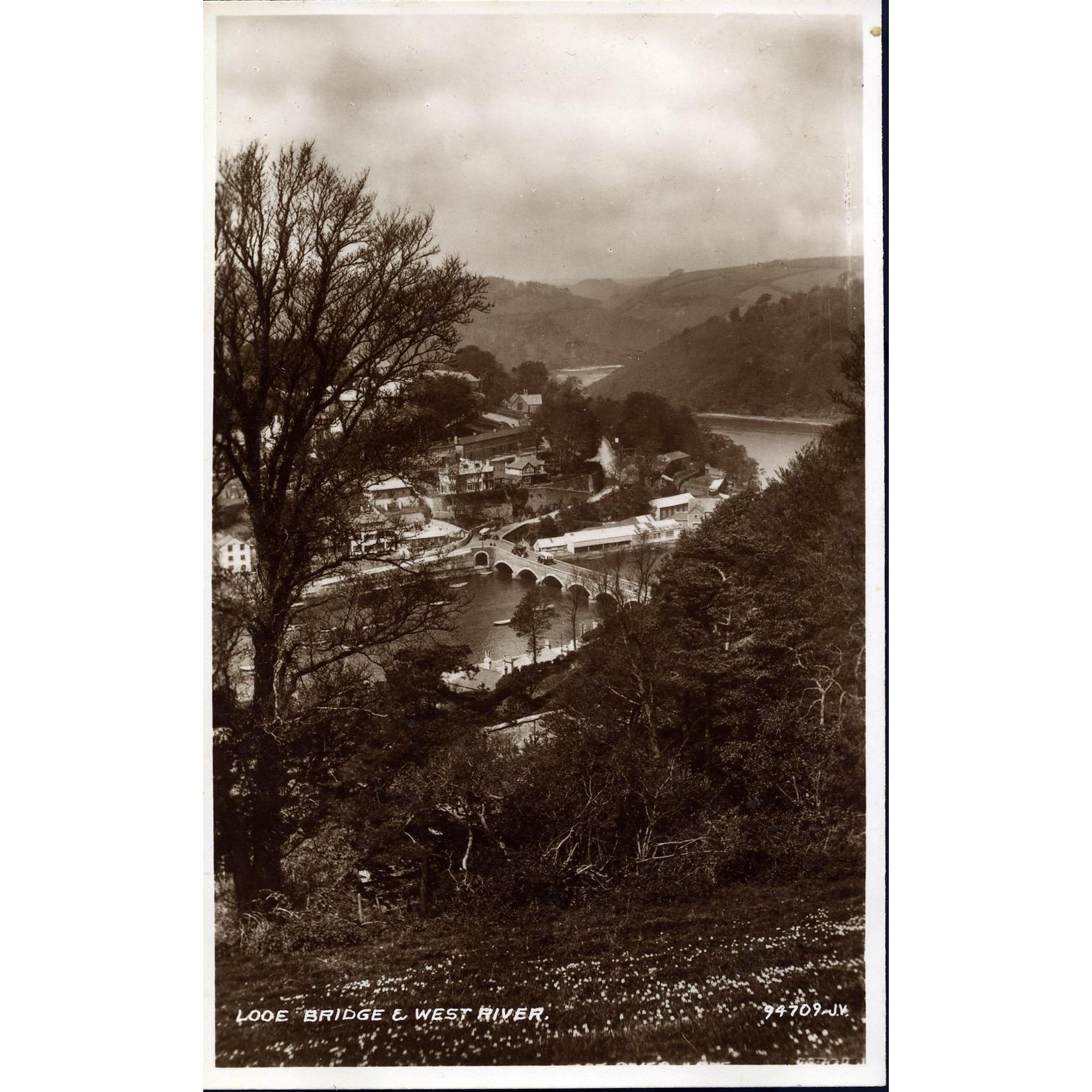 Valentine's Real Photograph Postcard 'Looe Bridge & West River'