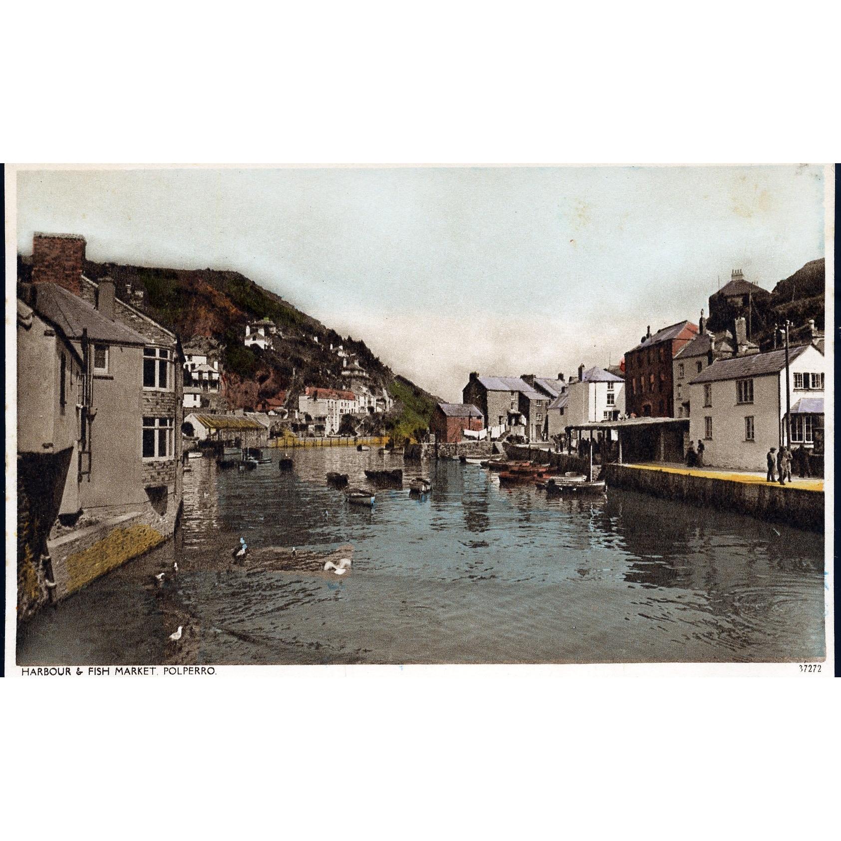 Postcard 'Harbour & Fish Market, Polperro'