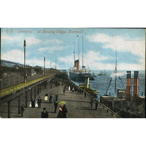 Valentine's Series Postcard 'S.S. "Teutonic" at Landing Stage, Liverpool'