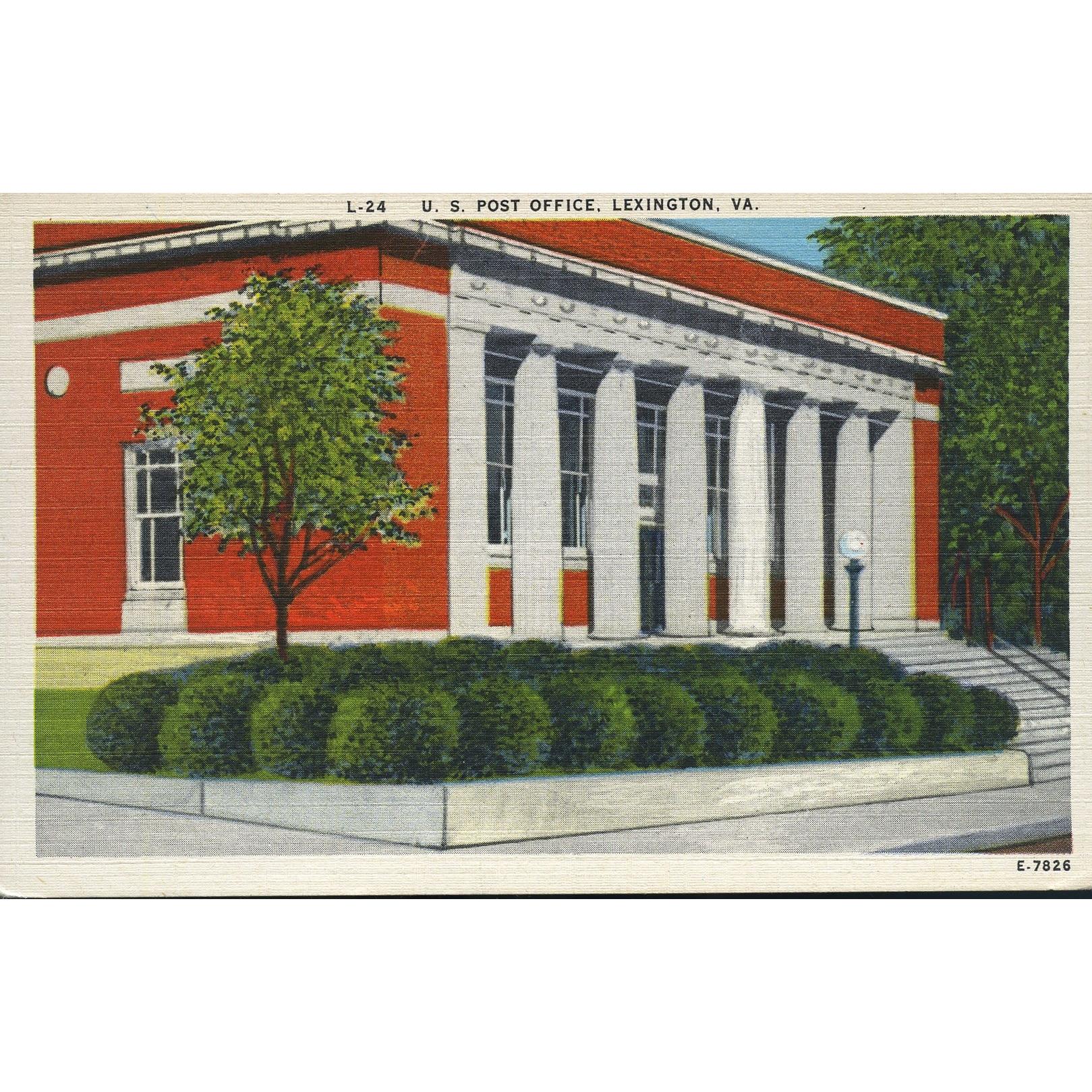 Ashville Postcard Co. Linen Postcard 'U.S. Post Office, Lexington, Va.'