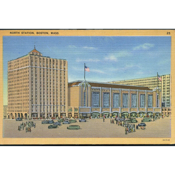 Tichnor Quality Views Linen Postcard 'North Station, Boston, Mass.'