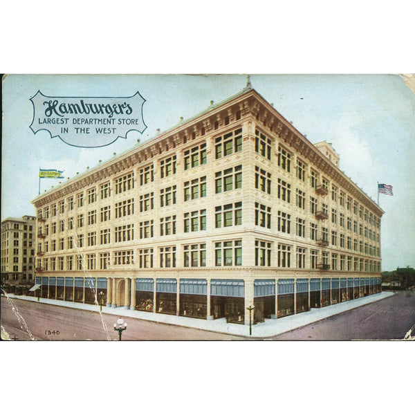 Advertising Postcard 'Hamburgers, Largest Department Store in the West'