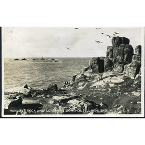 Real Photograph Postcard 'Wesleys Rock and Longships Lighthouse, Land's End'