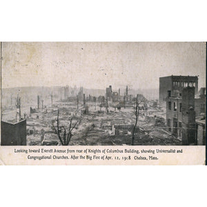 Social History News Postcard 'Looking toward Everett Avenue...after the Big Fire of Apr. 12, 1908, Chelsea, Mass.'