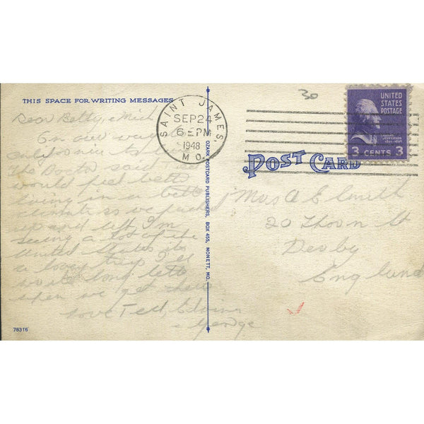 Ozark Postcard Publishers American Linen Postcard 'Hooker Cut...Mo.'