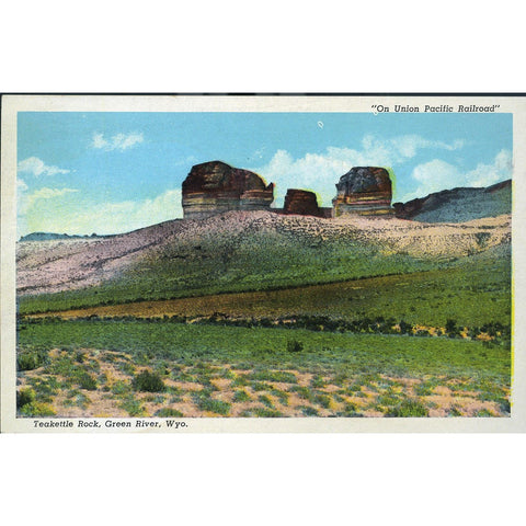 American Linen 'C.T. American Art' Postcard 'Teakettle Rock, Green River, Wyo.'