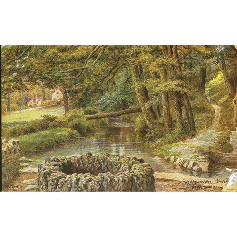 Salmon Ltd. Artist Signed A.R. Quinton Postcard 'The Wishing Well, Upwey, Nr. Weymouth'