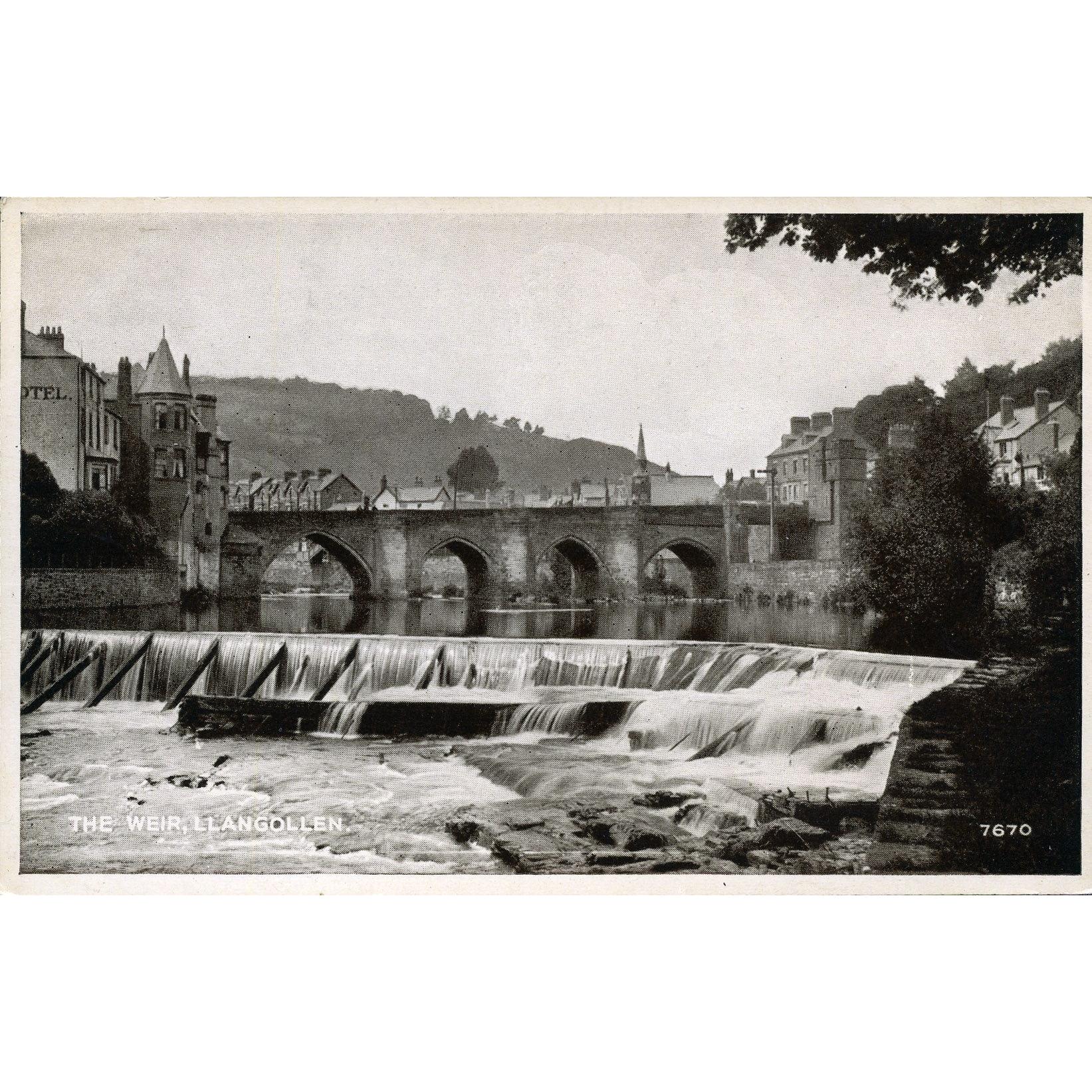 Valentine's Real Photograph Postcard 'The Weir, Llangollen'