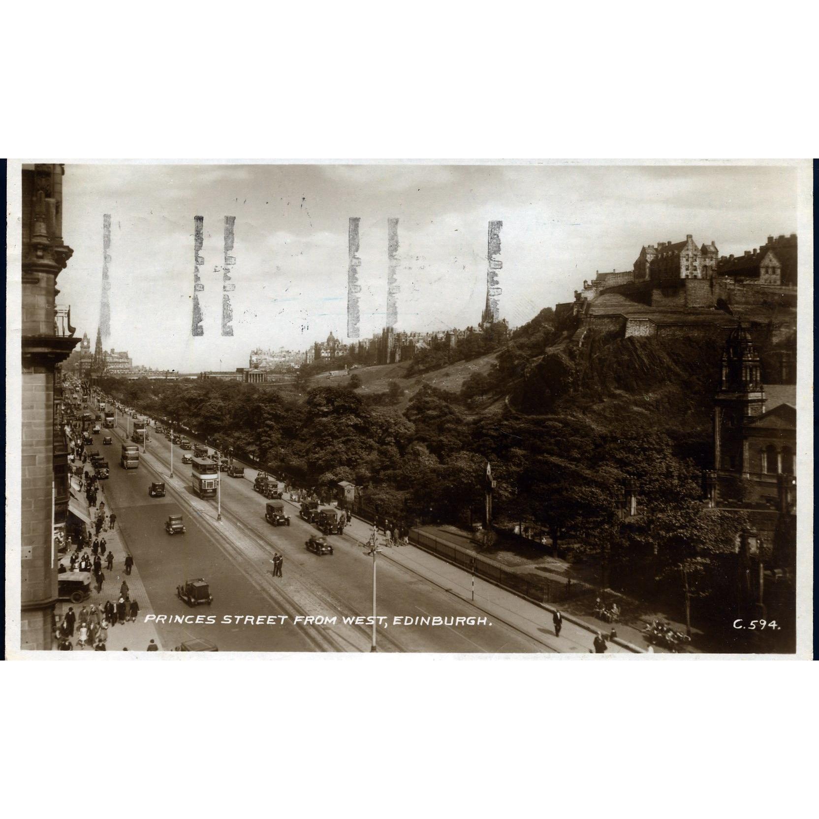 Valentine's Postcard 'Princes Street from West, Edinburgh'