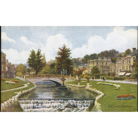 Salmon Series Artist Signed A.R. Quinton Postcard 'The Lawn Dawlish'