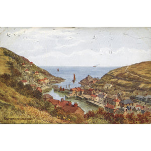 Salmon Series Artist Signed A.R. Quinton Postcard 'Polperro from the Hill'