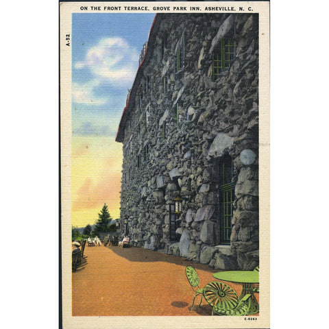 Linen Postcard 'On the front terrace, Grove Park Inn, Asheville, N.C.'