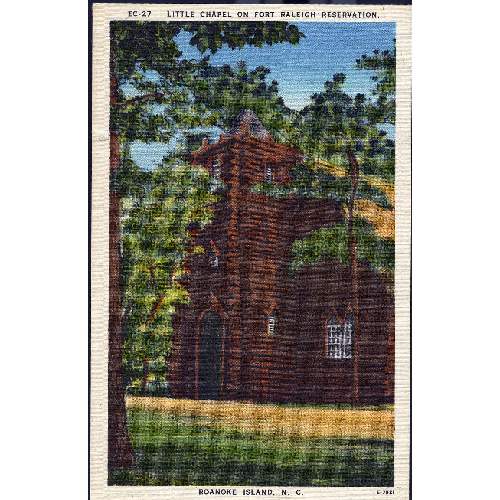 Asheville Post Card Co. Linen Postcard 'Roanoke Island, N.C.'