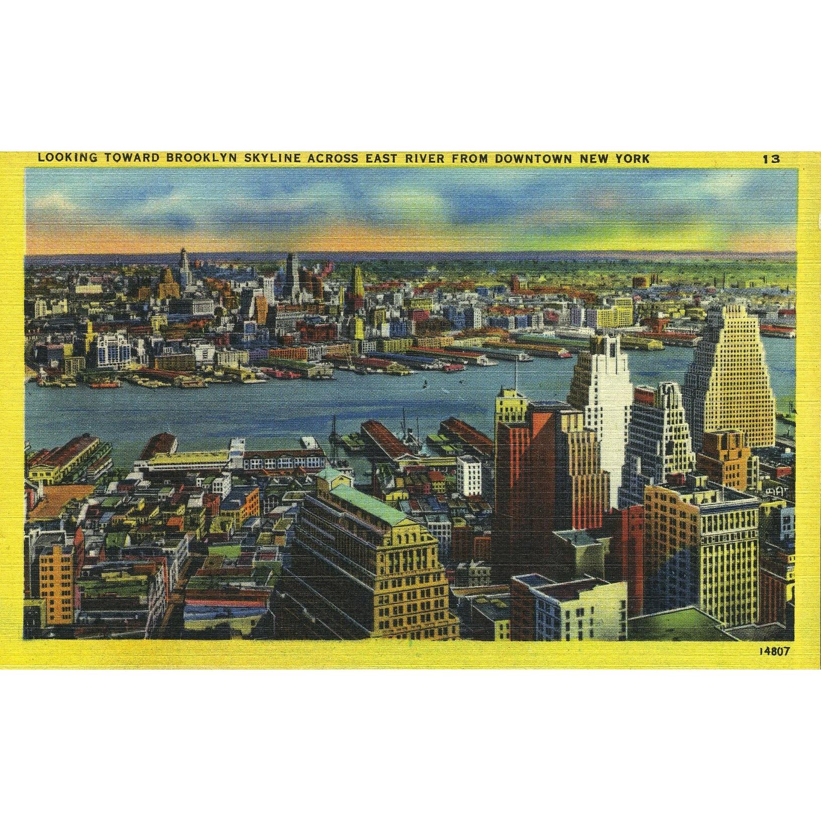 Colourpicture Publication Linen Postcard 'Brooklyn Skyline'