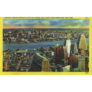 Colourpicture Publication Linen Postcard 'Brooklyn Skyline'