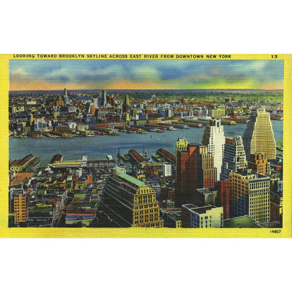 Colourpicture Publication Linen Postcard 'Brooklyn Skyline'