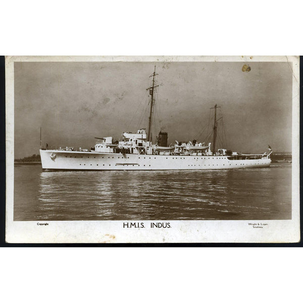 Wright & Logan Real Photograph Postcard 'H.M.S. Indus'