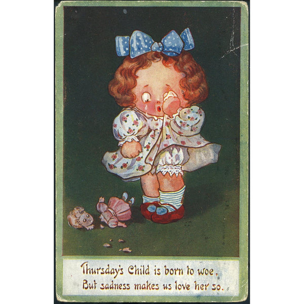 Inter-Art Co. 'Kute Kiddies' Postcard 'Thursday's Child'