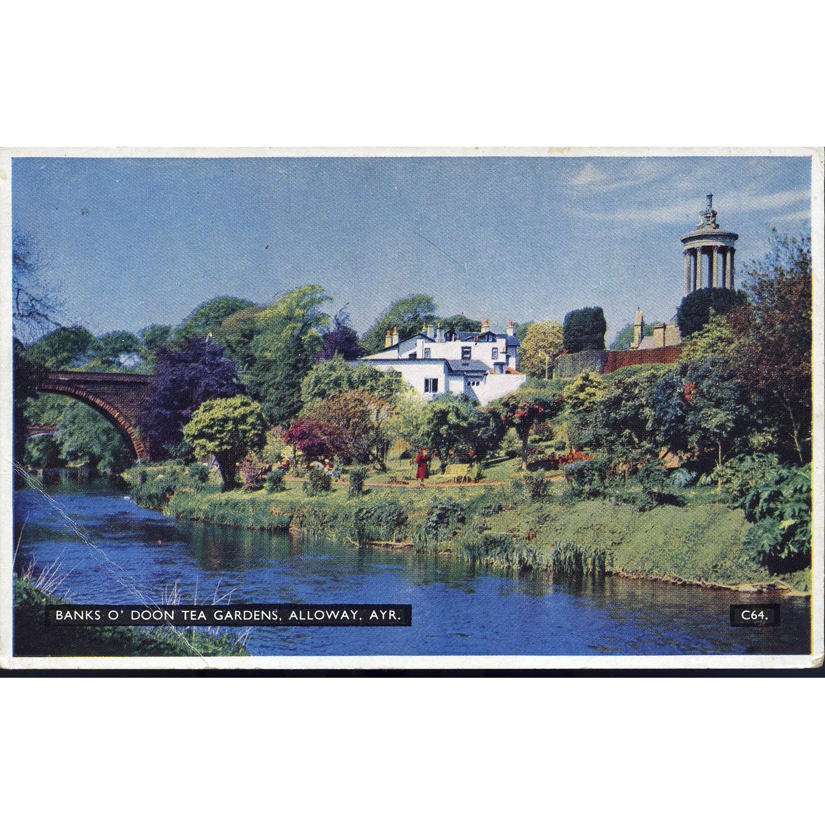 Henderson's 'Coloured' Series Postcard 'Banks O' Doon Tea Gardens, Alloway, Ayr.'