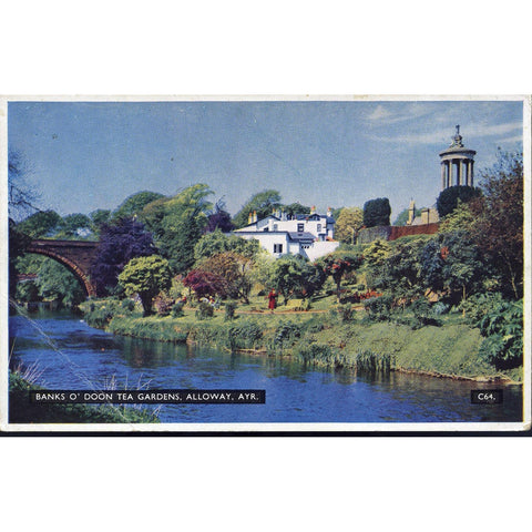 Henderson's 'Coloured' Series Postcard 'Banks O' Doon Tea Gardens, Alloway, Ayr.'