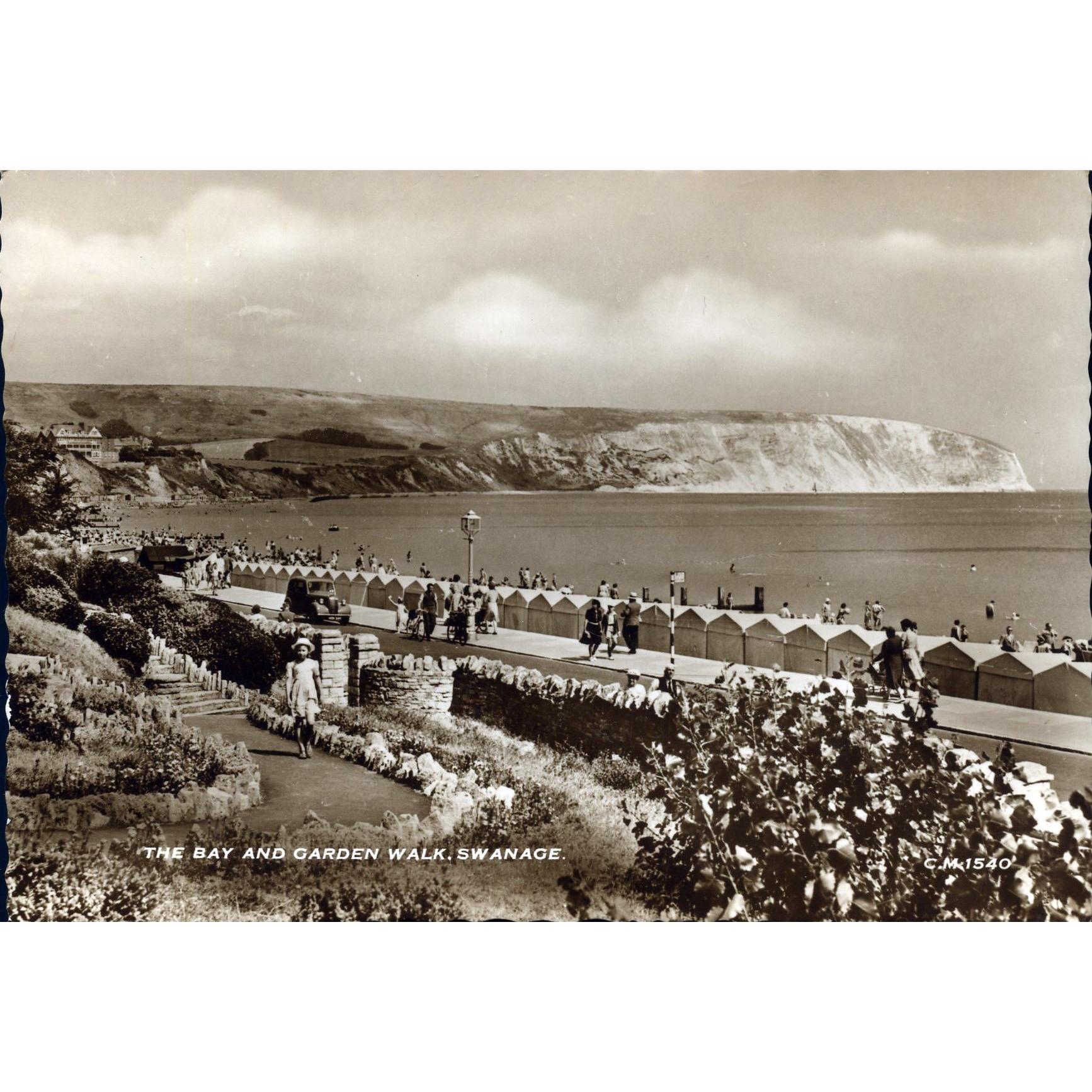 Sunray Series Real Photograph Postcard 'The Bay and Garden Walk, Swanage'