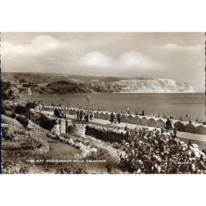 Sunray Series Real Photograph Postcard 'The Bay and Garden Walk, Swanage'