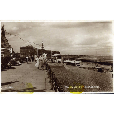 Valentine's Real Photo Postcard 'Promenade East, Eastbourne'