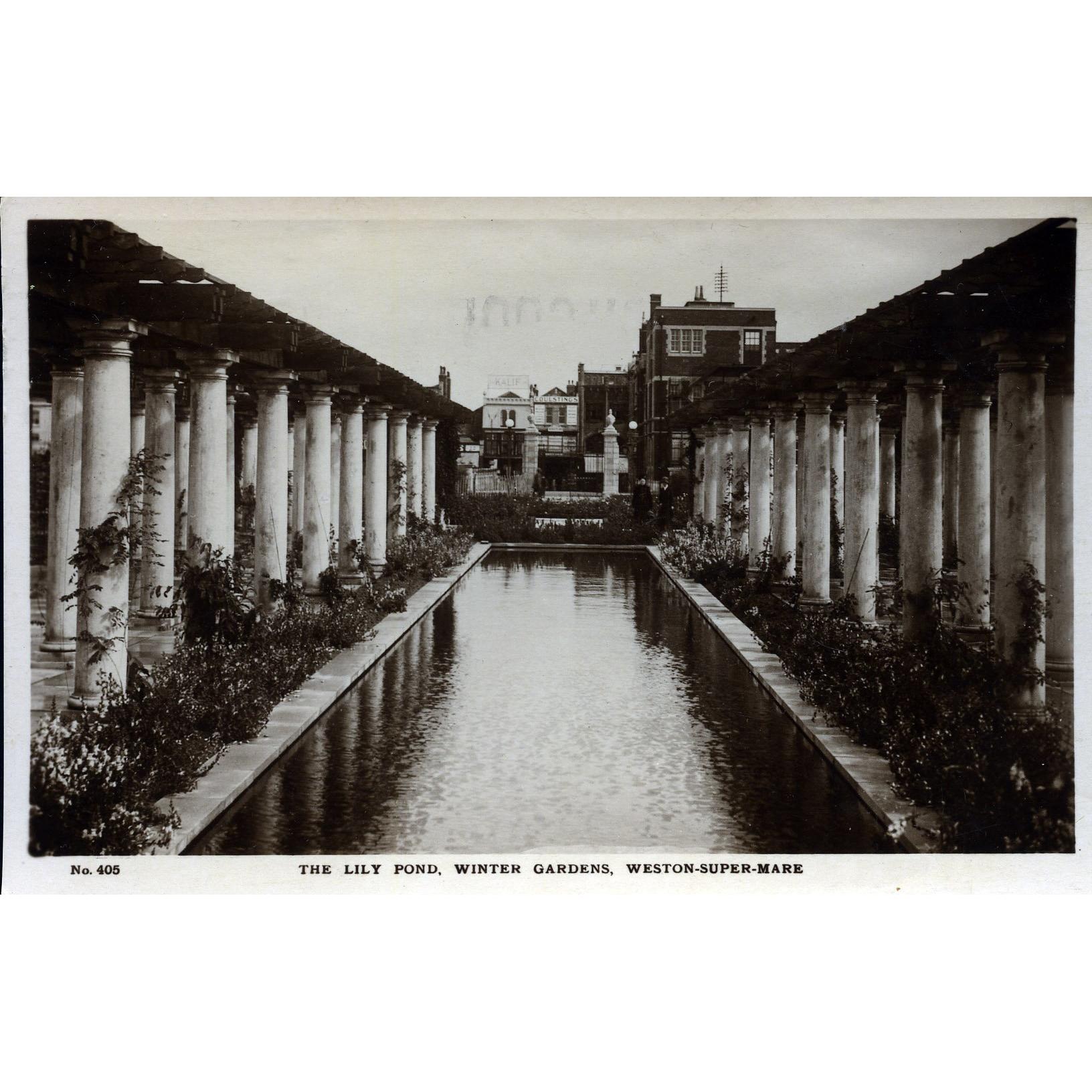 H.J. Series Real Photograph Postcard 'The Lily Pond, Winter Gardens, Weston-Super-Mare'