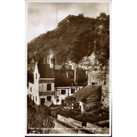 Valentine's Real Photograph Postcard 'Trip to Jerusalem Inn & Castle, Nottingham'