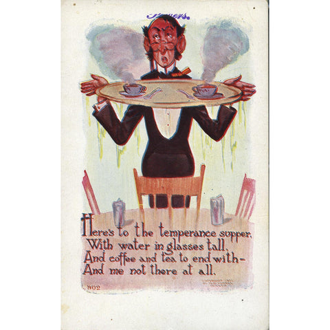 Temperance Postcard 'Here's to the temperance supper'