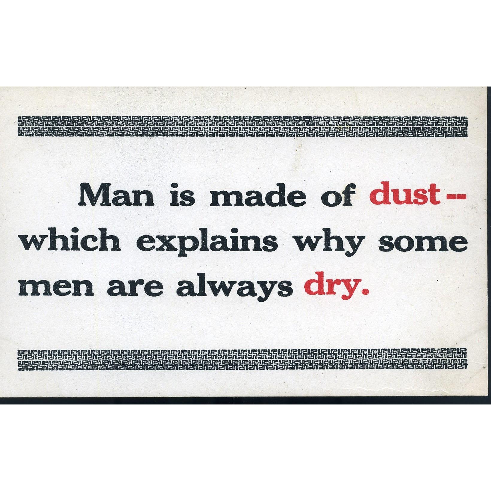 Temperance 'Hot Shots' Postcard 'Man is made of dust'