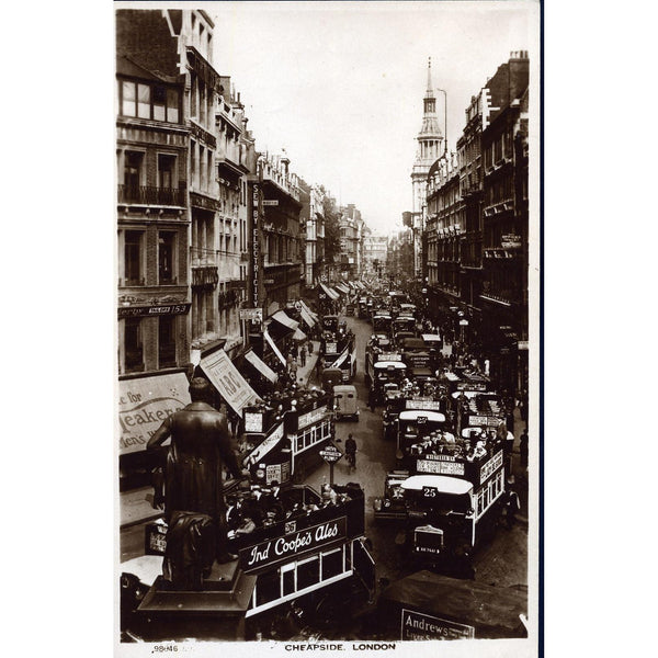 Valentine's Real Photograph Postcard 'Cheapside, London'