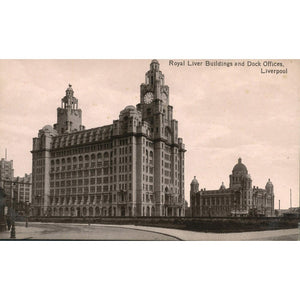 Valentine's Series Postcard 'Royal Liver Buildings and Dock Offices, Liverpool'